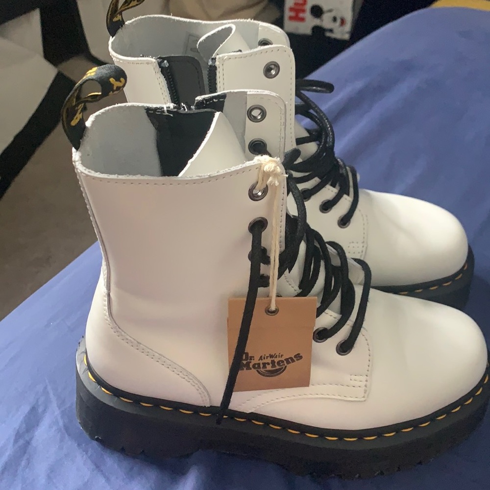 Dr. Martens jadon white platform boots